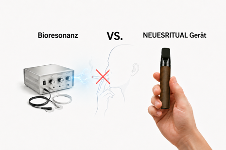 Illustration zum Vergleich zwischen Bioresonanz und NEUESRITUAL mit Fokus auf Gewohnheit, Ritual und bewusste Veränderung.